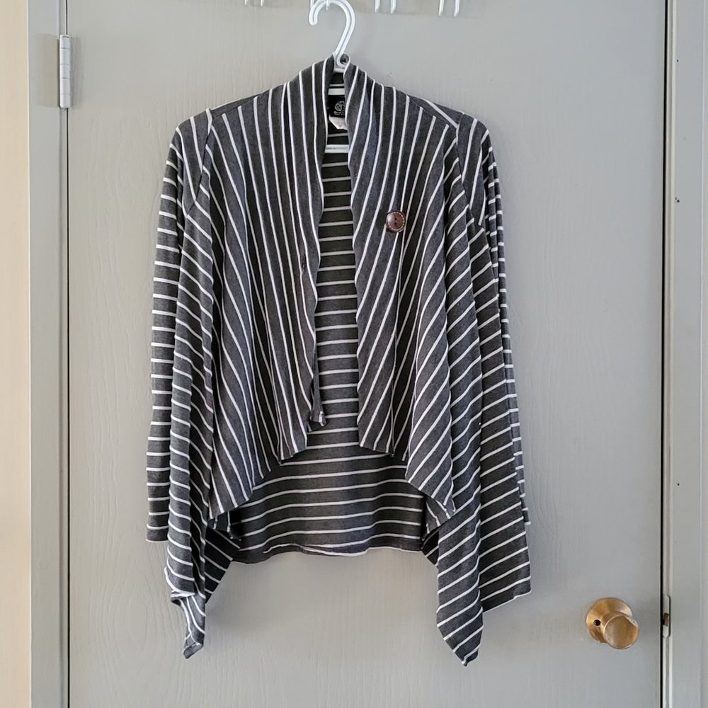 Grey and White Stripped Cardigan